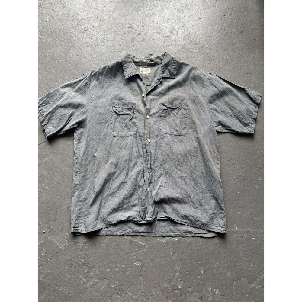 Vintage 60s Archdale Loop Collar Pin Check Blue Shirt